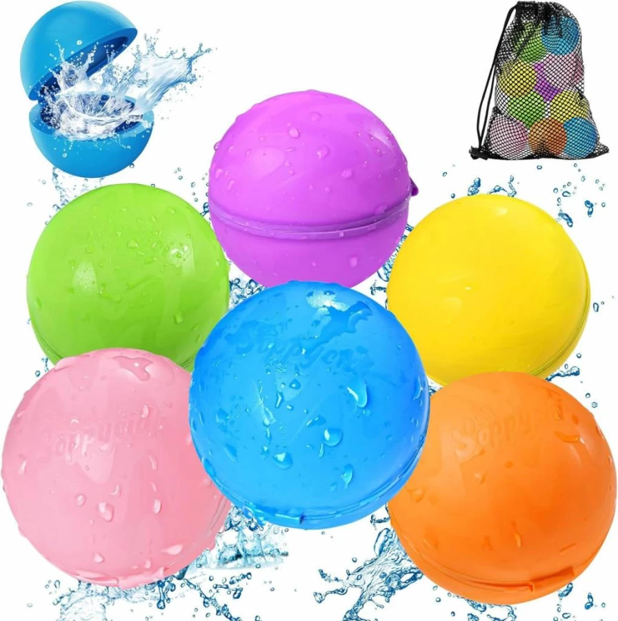Tlitlimom Reusable Water Bomb Balloons for Kids - Self-Sealing Splash Balls for Outdoor Summer Fun, Pool Beach Toys for Boys & Girls Ages 3-12 (4-Pack)