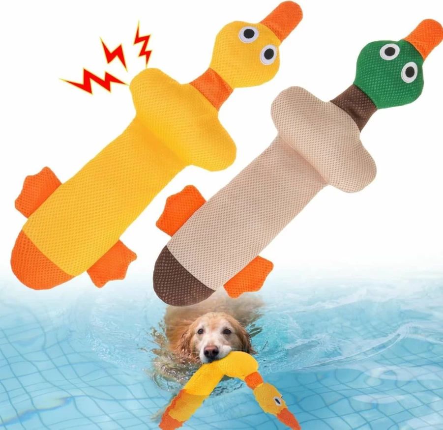 Valkindo 2 Pack Floating Squeaky Duck Dog Toys for Pool, Dock Diving & Fetch – Durable Water Toys for Medium Large Dogs, Summer Swim Training