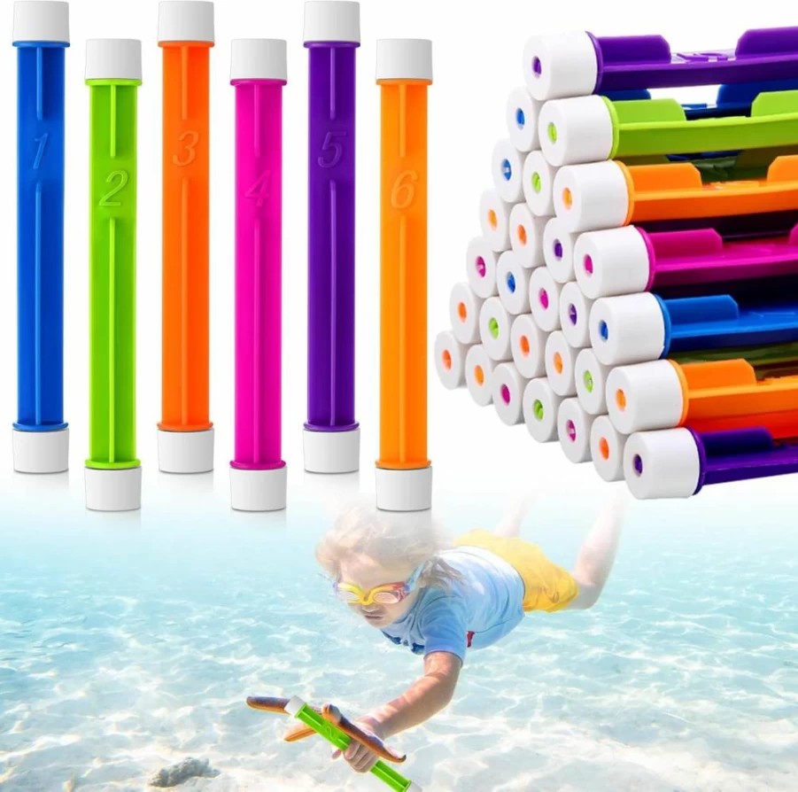 VioraWhite 60-Piece Fast Sinking Diving Sticks Pool Toys for Kids - Numbered Underwater Training Sticks, Summer Swimming Games & Water Fun Gifts