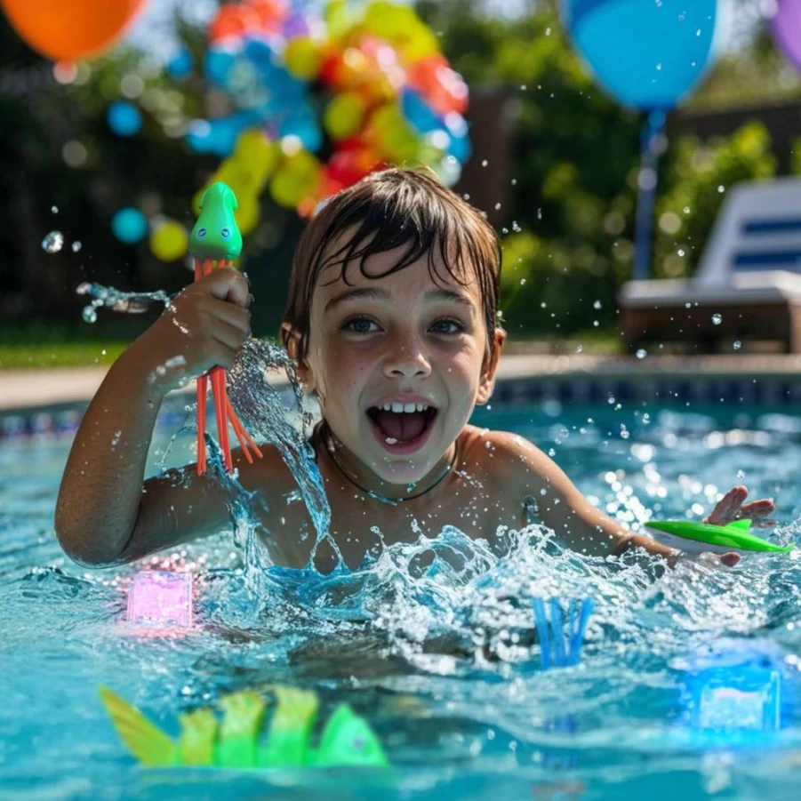 JoyX 35-Piece Kids Swimming Pool Toys Set with LED Light Cubes, Goggles, Dive Rings & Storage Bag for Ages 4-12 - Swim & Dive Training Game Kit for Summer Water Fun