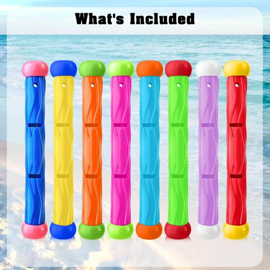 Leislam 8 Pack Summer Pool Toys for Kids - Diving Rings, Torpedo Shark, Sinking Games, Underwater Training Set with Storage Bag for Boys & Girls
