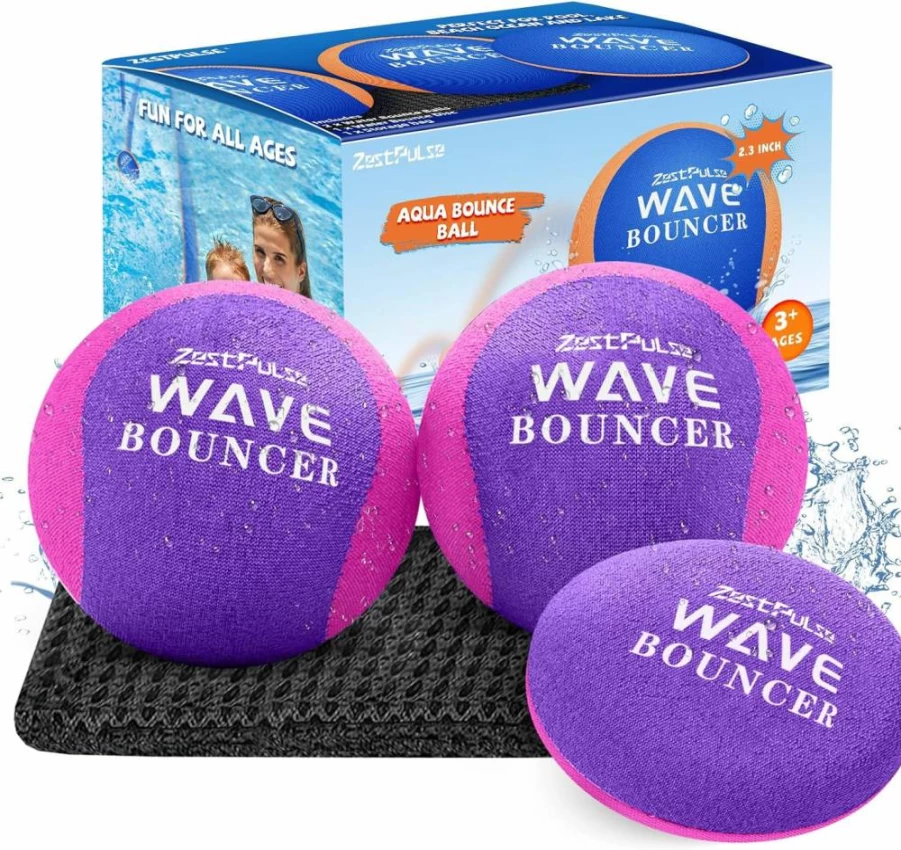 ZestPulse Water Skipping Balls - 6 Pack Bouncing Pool Toys for Beach, Lake & Ocean - Fun Outdoor Summer Games for Kids, Teens, Adults & Family