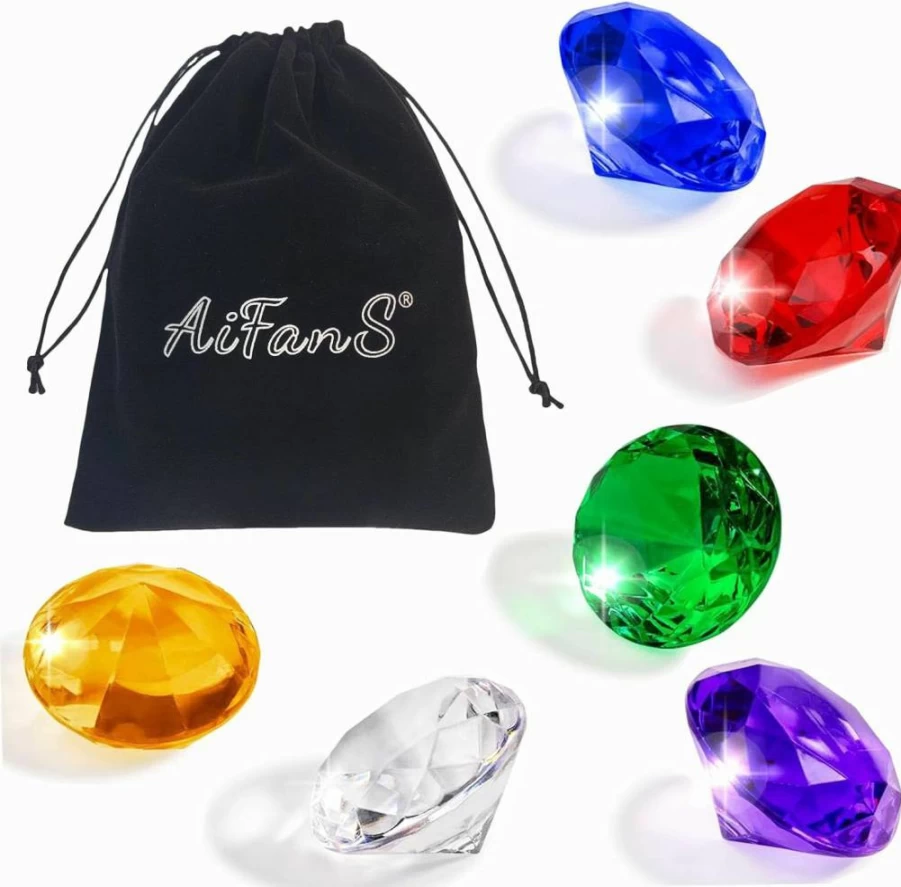 AiFanS 6Pcs 60mm Large Diving Gems Pool Toys - Colorful Diamond Shapes, Kids Swimming Training Aids, Fun Underwater Pool Games for Summer, Perfect Water Play Gift for Children