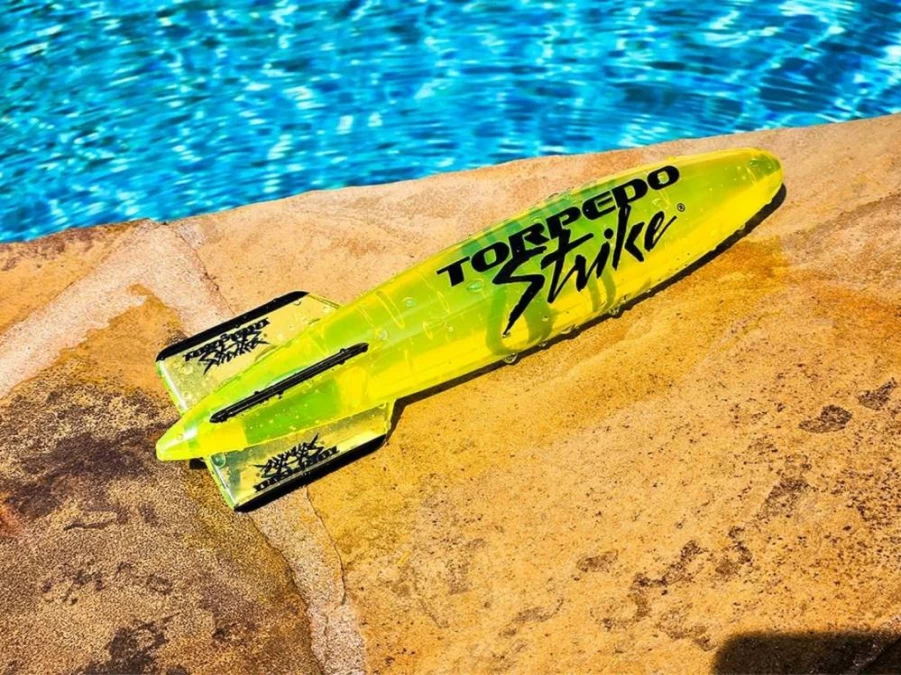 Torpedo Strike 11.25" Pro Size Underwater Torpedo Toy for Pool Games - Long Distance Glider up to 40ft, Premium Diving Football for Underwater Passing (Orange)