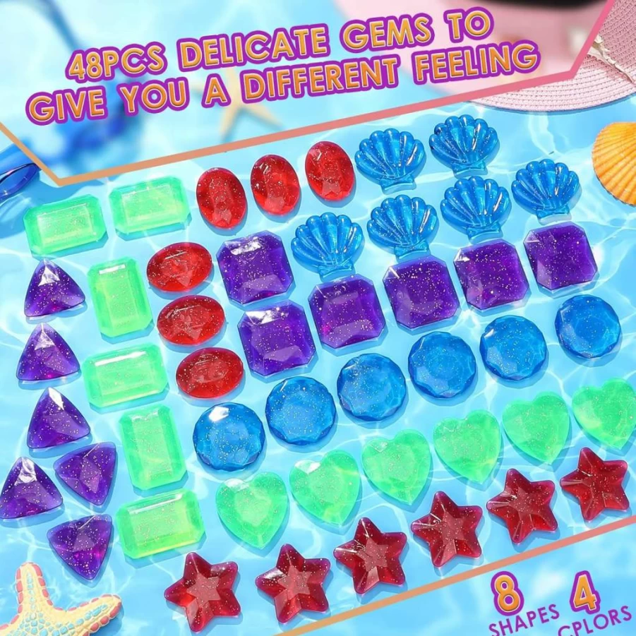 Aoriher 32-Piece Colorful Dive Gem Pool Toys Set - Sinking Treasure for Swimming, Beach, Bath & Party Games - Multicolor Pool Decorations
