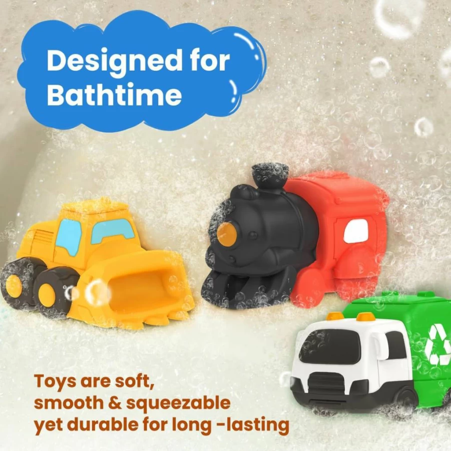 Zippytots 6-Pack Non-Toxic Floating Bath Toys for Babies 12+ Months - No Hole Mold-Free Bathtub & Pool Toys for Toddlers Ages 1-3, BPA-Free Infant Water Play Set