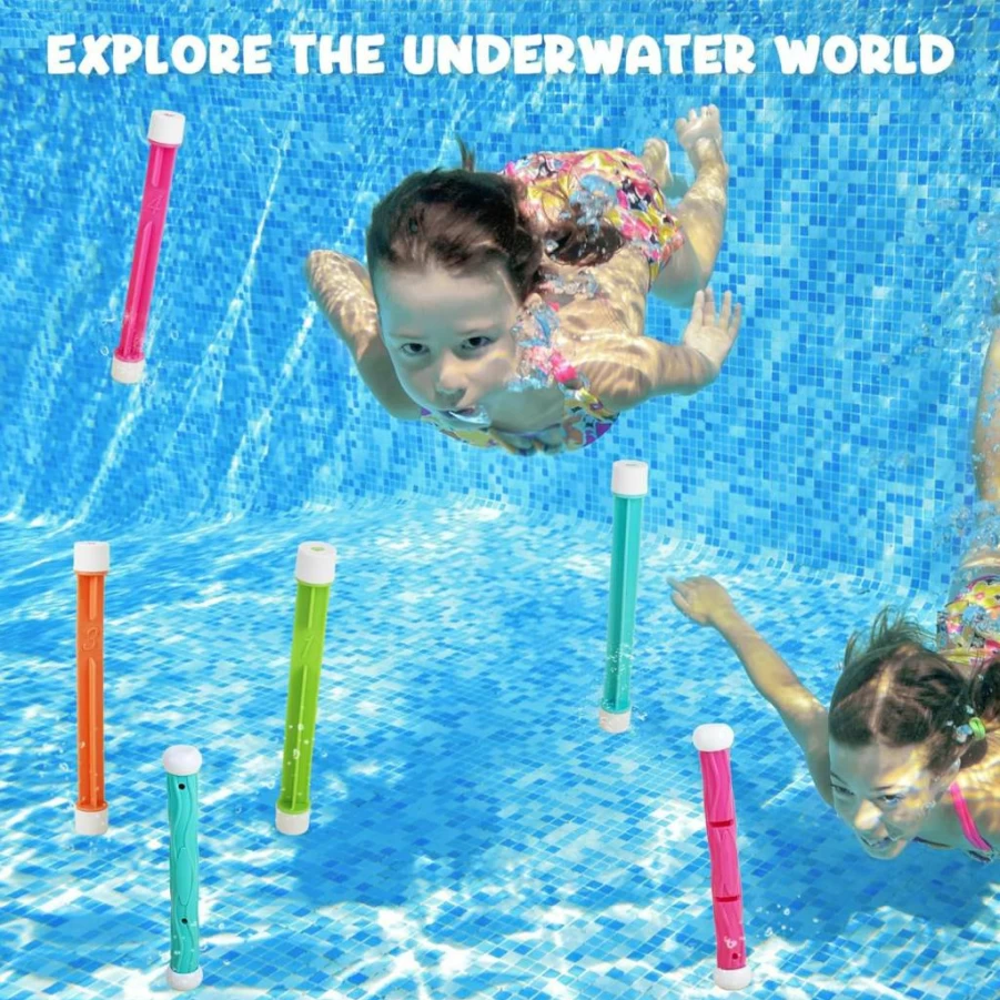 Korlon Tec 8PCS Underwater Pool Torpedo Toys for Kids Ages 4-12, Gliding Shark Diving Pool Games for Boys Girls, Summer Swimming Bath Toys for Children