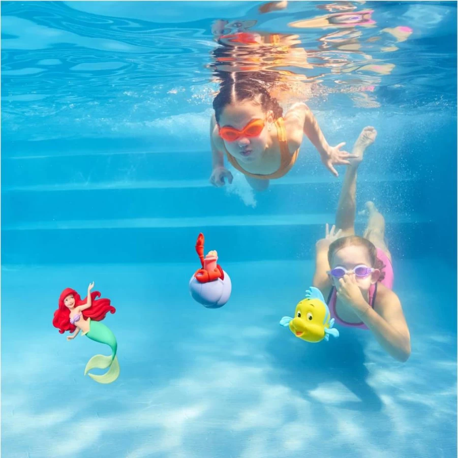 SwimWays Disney Princess Ariel 3-Pack Kids Pool Toys, Water Play Accessories for Ages 5+, Pool Party Supplies & Swimming Dive Characters