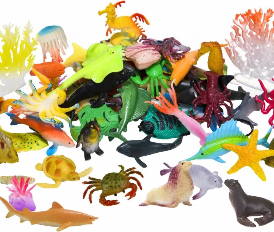 Kimicare 60-Piece Mini Ocean Animal Figures Set - Educational STEM Toys for Kids, Underwater Sea Creatures with Turtle, Octopus, Shark for Bath, Party, Cupcake Toppers