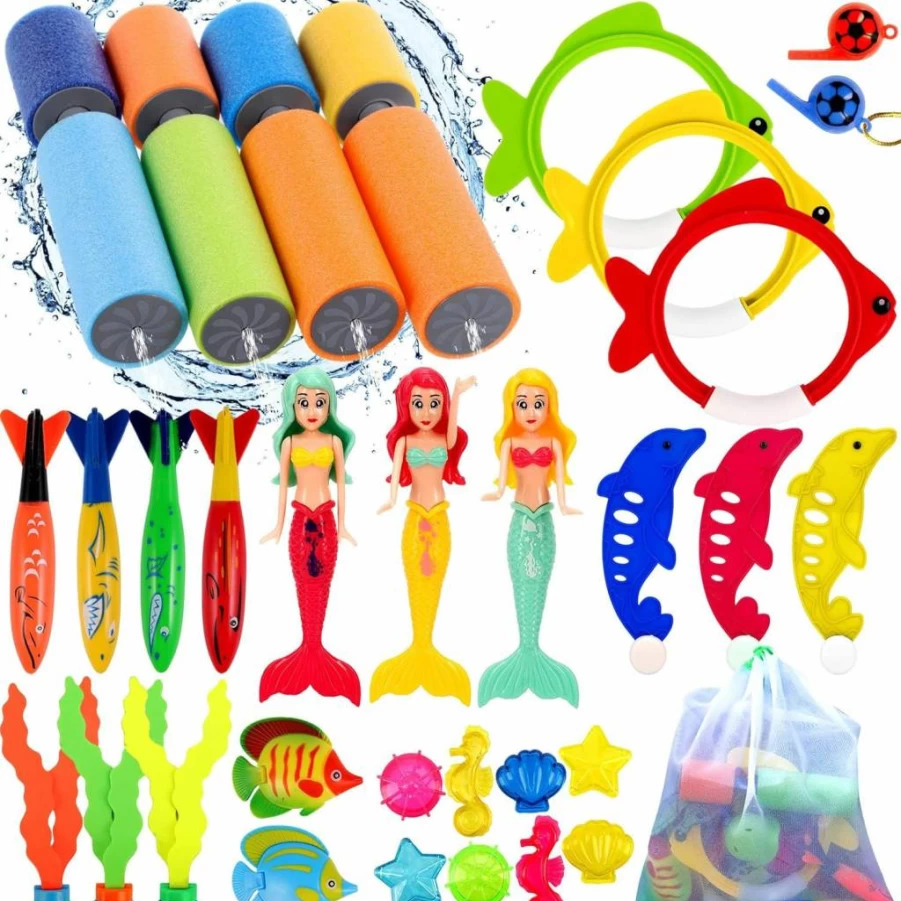 ASONA 25Pcs Kids Pool Toys Set - Diving Sticks, Rings, Mermaids & Octopus for Ages 3-12 - Fun Swimming Pool Games & Water Toys Gift for Toddlers, Boys & Girls