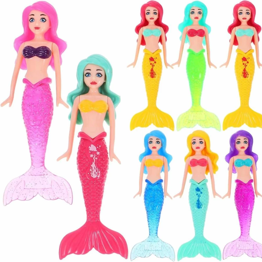TOYANDONA 8Pcs Mermaid Dolls for Pool Party, Beach Fun, Swimming Floats, Family Water Activities, and Kids Bath Toys - Easy to Grab Floating Mermaid Toys