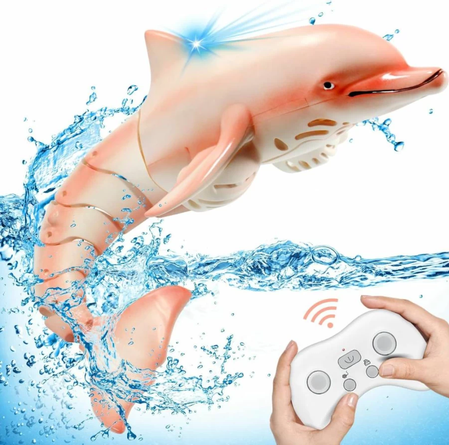 Fromeasy 2.4G RC Shark & Dolphin Pool Toys, Swimming Remote Control Boat for Kids Ages 6-12, Bath Lake Water Toys for Boys and Girls, Ideal Gift for 7 8 9 10 Year Olds