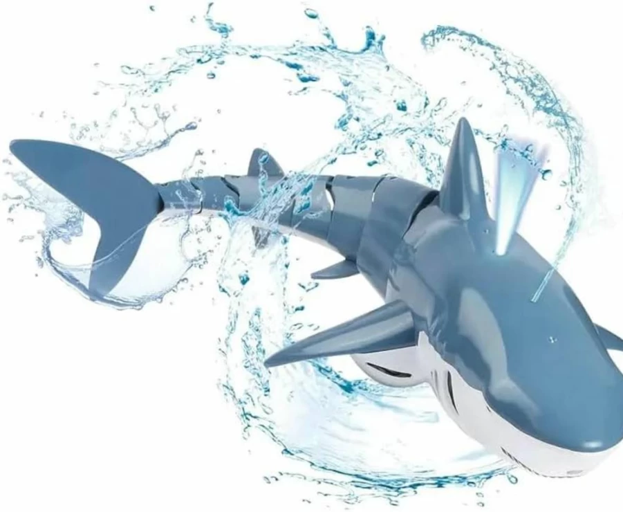 Qusases Remote Control Electric Shark Toy with Diving Light, RC Water Toy for Pool, Lake & Water Parks, Cool Gift for Kids & Adults