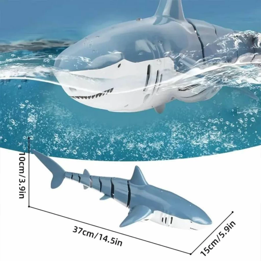 Qusases Remote Control Electric Shark Toy with Diving Light, RC Water Toy for Pool, Lake & Water Parks, Cool Gift for Kids & Adults