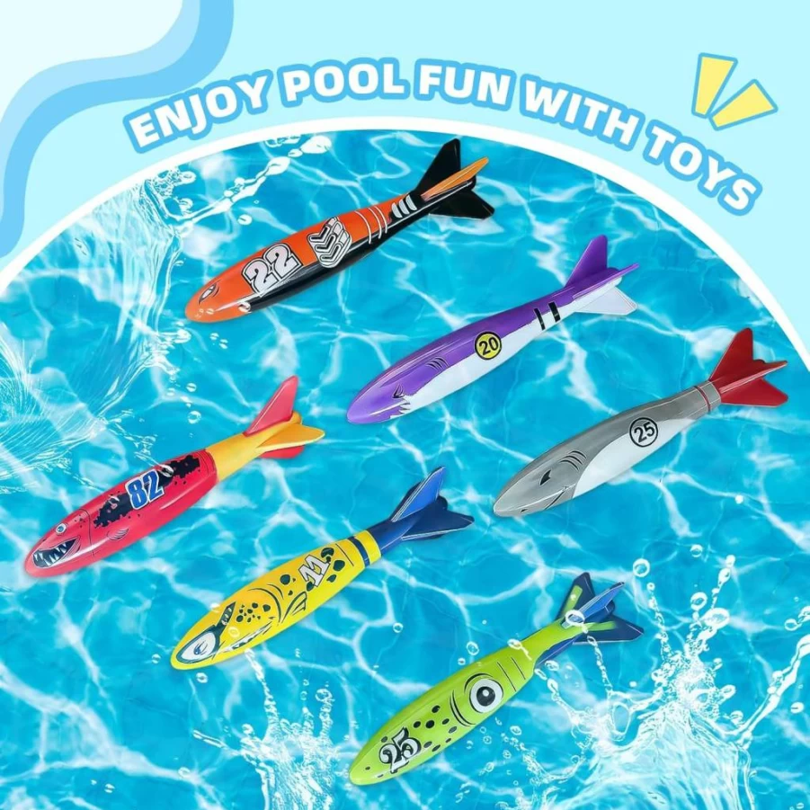 Sumetact 6-Pack Shark Dive Toys for Kids Ages 4-12, Underwater Pool Games for Summer Fun, Swimming Pool Toys for Boys & Girls