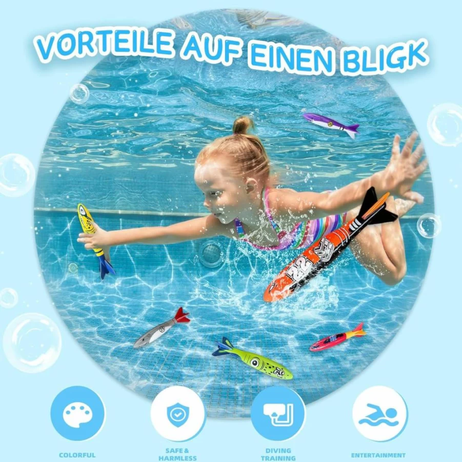 Sumetact 6-Pack Shark Dive Toys for Kids Ages 4-12, Underwater Pool Games for Summer Fun, Swimming Pool Toys for Boys & Girls