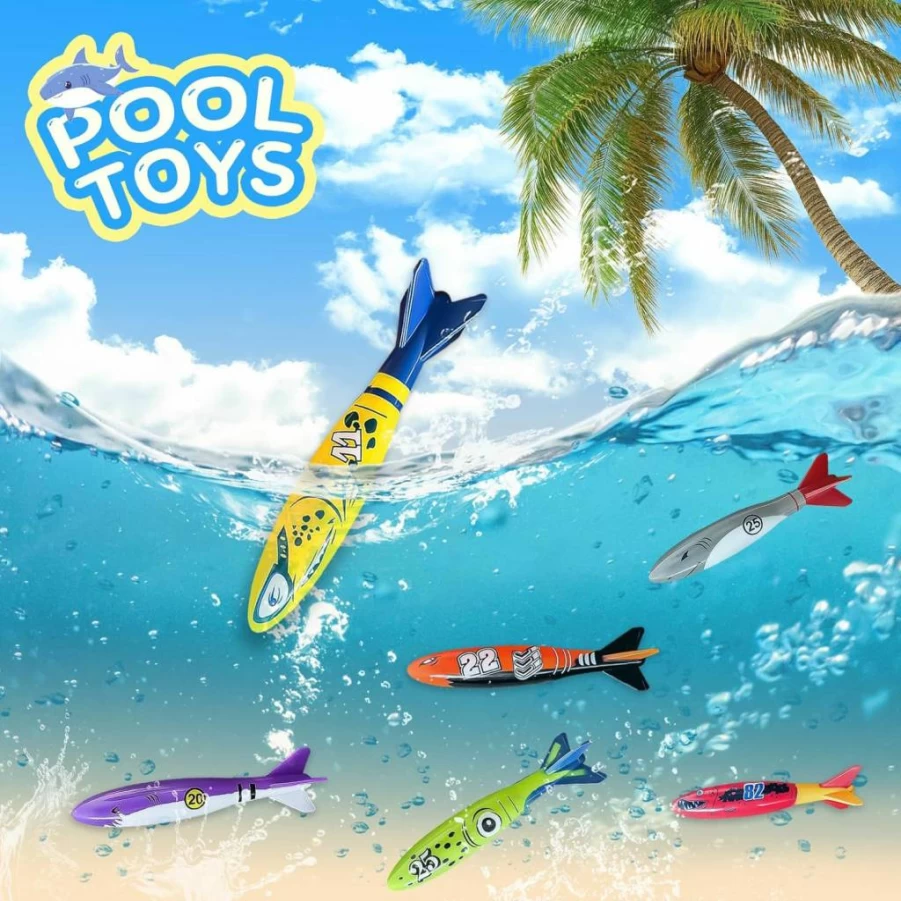 Sumetact 6-Pack Shark Dive Toys for Kids Ages 4-12, Underwater Pool Games for Summer Fun, Swimming Pool Toys for Boys & Girls