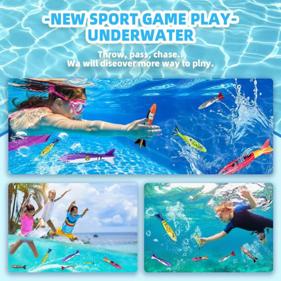 Sumetact 6-Pack Shark Dive Toys for Kids Ages 4-12, Underwater Pool Games for Summer Fun, Swimming Pool Toys for Boys & Girls