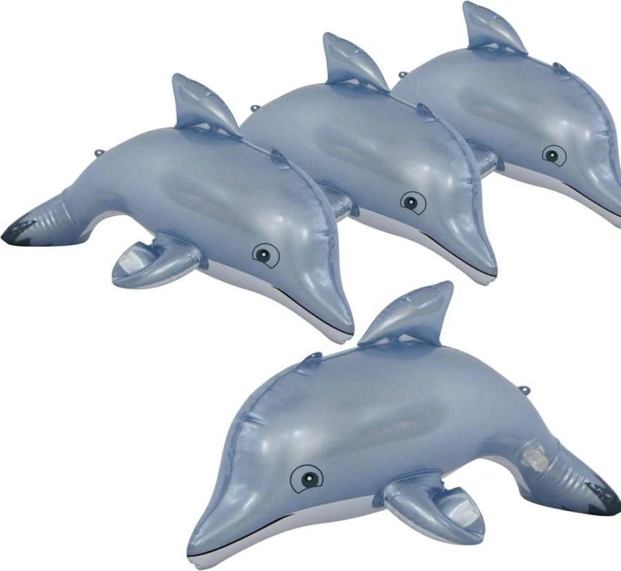 Jet Creations Inflatable Pool Toys 4Pc Set - 20+ Inch Shark, Dolphin, Goldfish, Starfish, Crab, Penguin for Kids Ages 3+, Party Decor, Photo Props, Summer Water Play