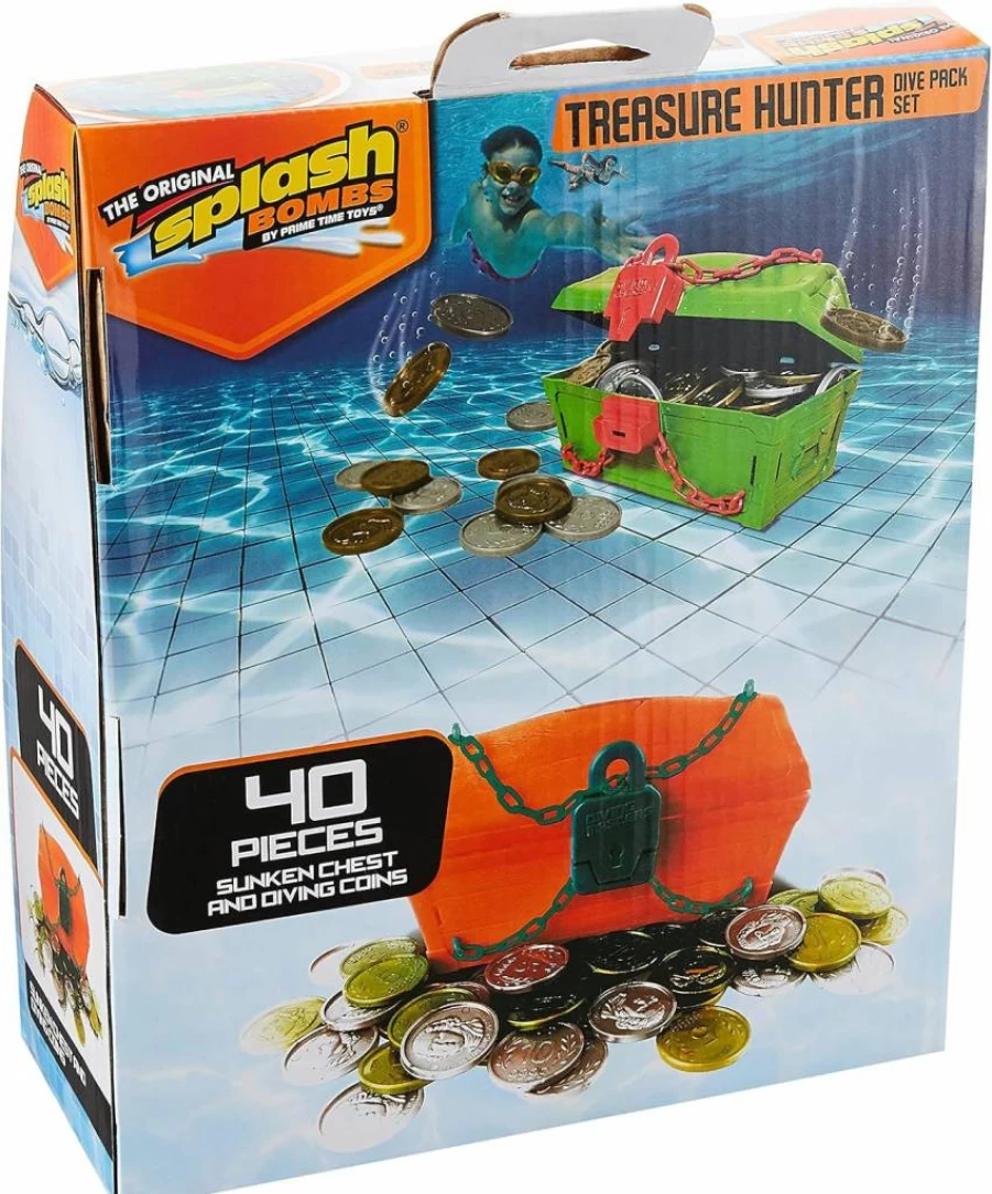 Prime Time Splash Bombs Treasure Chest - Pool Diving Toys for Kids, Water Games & Beach Fun (Set of 8435)