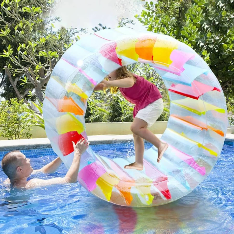 Joliyoou Inflatable Water Wheel Pool Float for Kids - 47" Giant Colorful Swimming Pool Toy for Lakes, Beaches, Summer Parties & Outdoor Fun