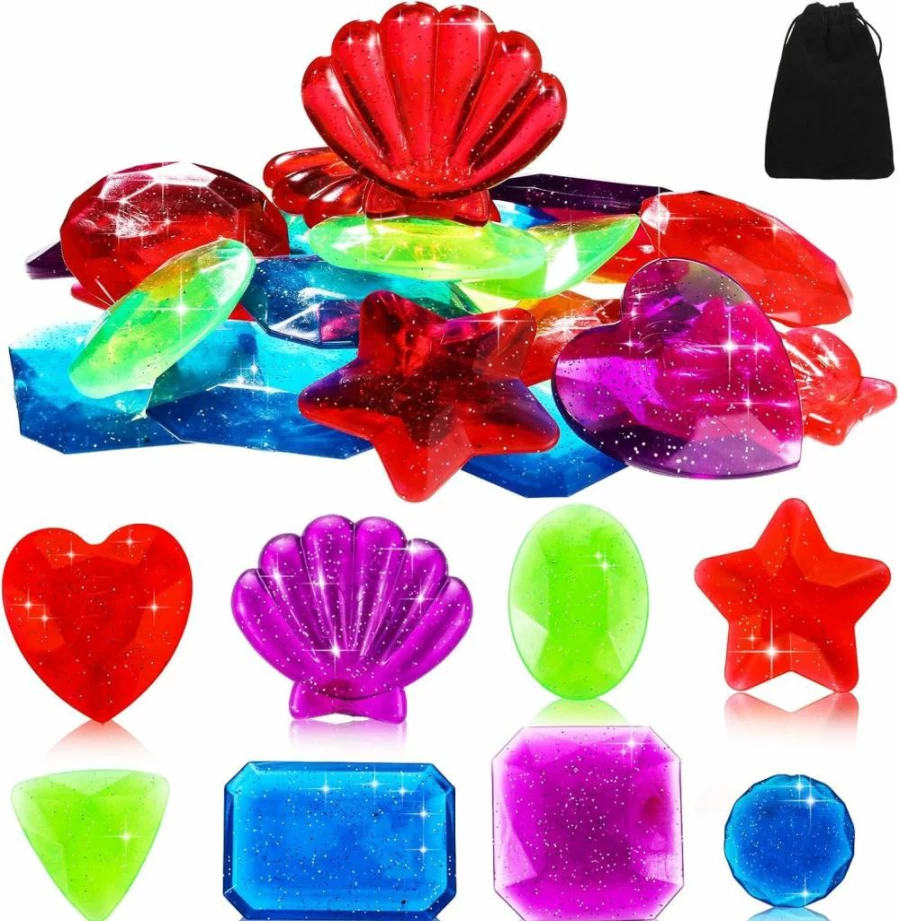 Sumind 24-Piece Colorful Sinking Gem Pool Toys for Kids - Diving Game Accessories, Summer Swimming Pool Fun, Underwater Dive Crystals for Pool Parties