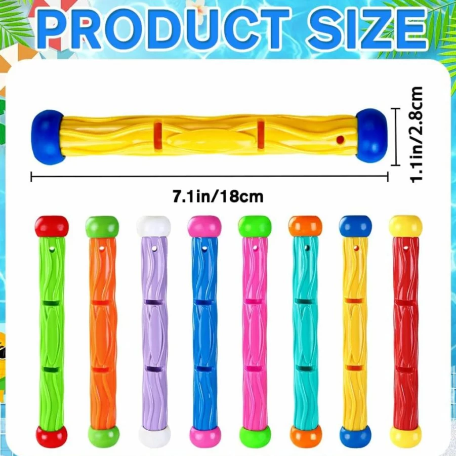Vellibring 8Pcs Colorful Dive Rings for Kids - Sinking Pool Toys for Underwater Training, Swimming Games & Summer Party Fun