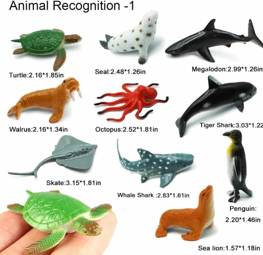 24-Pack OOTSR Sea Animal Toys - Realistic Shark, Turtle, Octopus Figures for Kids Educational Play, Pool Party & Birthday Gifts