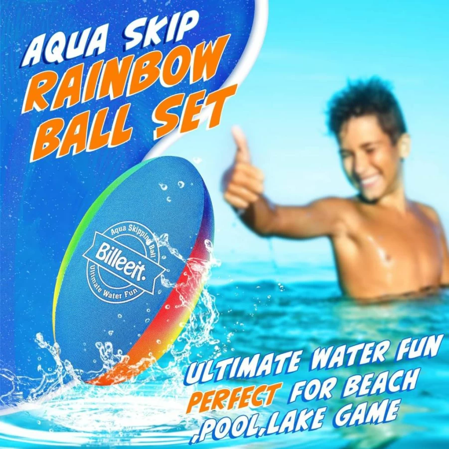 Billeeit 5-Pack Colorful Water Skipping Balls for Pool, Beach & Outdoor Fun - Splash Bouncing Toys for Kids Ages 3-12 & Adults - Durable Swim Game Set for Summer Activities