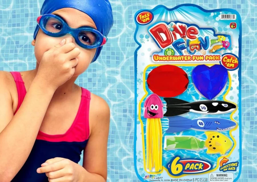JA-RU Pool Diving Toys Set - 6 Pack Sinking & Floating Bath Toys for Kids, Includes Gems & Shark Figures, Perfect for Beach Games, Birthday Party Favors & Outdoor Water Activities (877-1S)