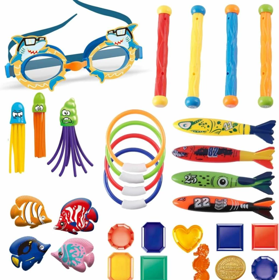 LITTLE FROGGY Pirate-Themed 30-Piece Kids Diving Toy Set for Pool, Beach & Water Parks - Swimming Training & Water Games for Boys & Girls Ages 3-12