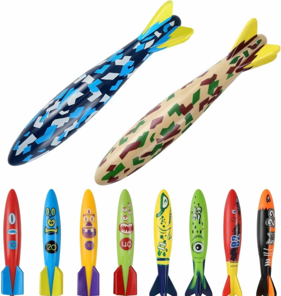 MoKo 24-Piece Pool Diving Toy Set with Underwater Rockets and Gliders for Kids, Adults - Fun Swimming Pool Games for Boys and Girls