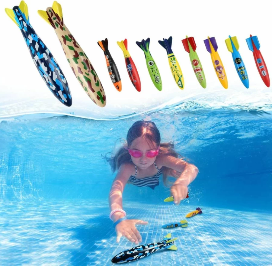 MoKo 24-Piece Pool Diving Toy Set with Underwater Rockets and Gliders for Kids, Adults - Fun Swimming Pool Games for Boys and Girls