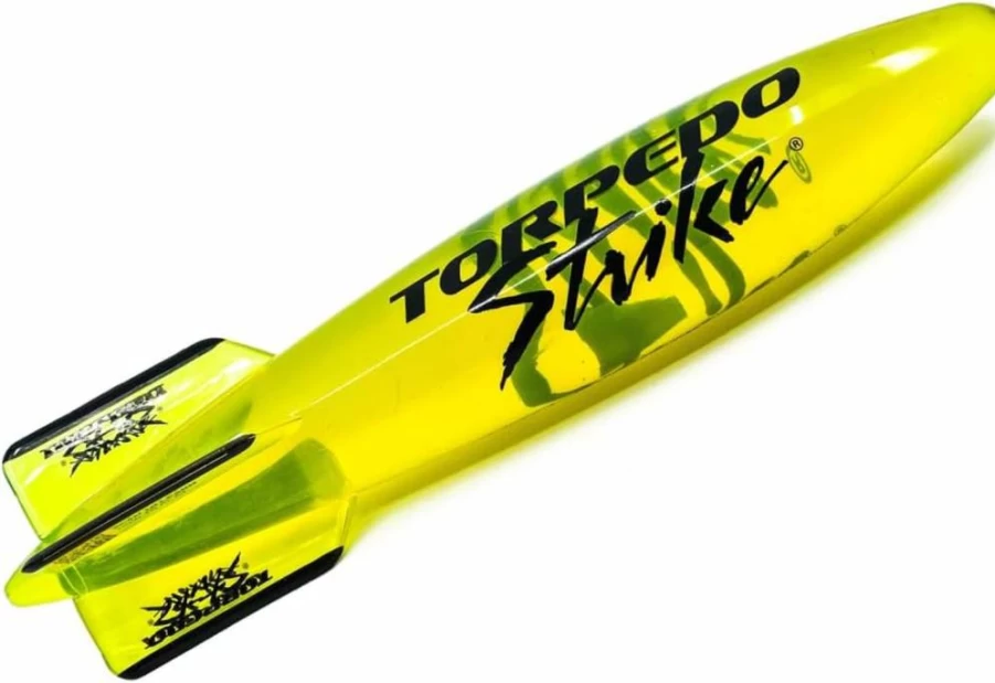 Torpedo Strike 11.25" Pro Size Underwater Torpedo Toy for Pool Games - Long Distance Glider up to 40ft, Premium Diving Football for Underwater Passing (Orange)