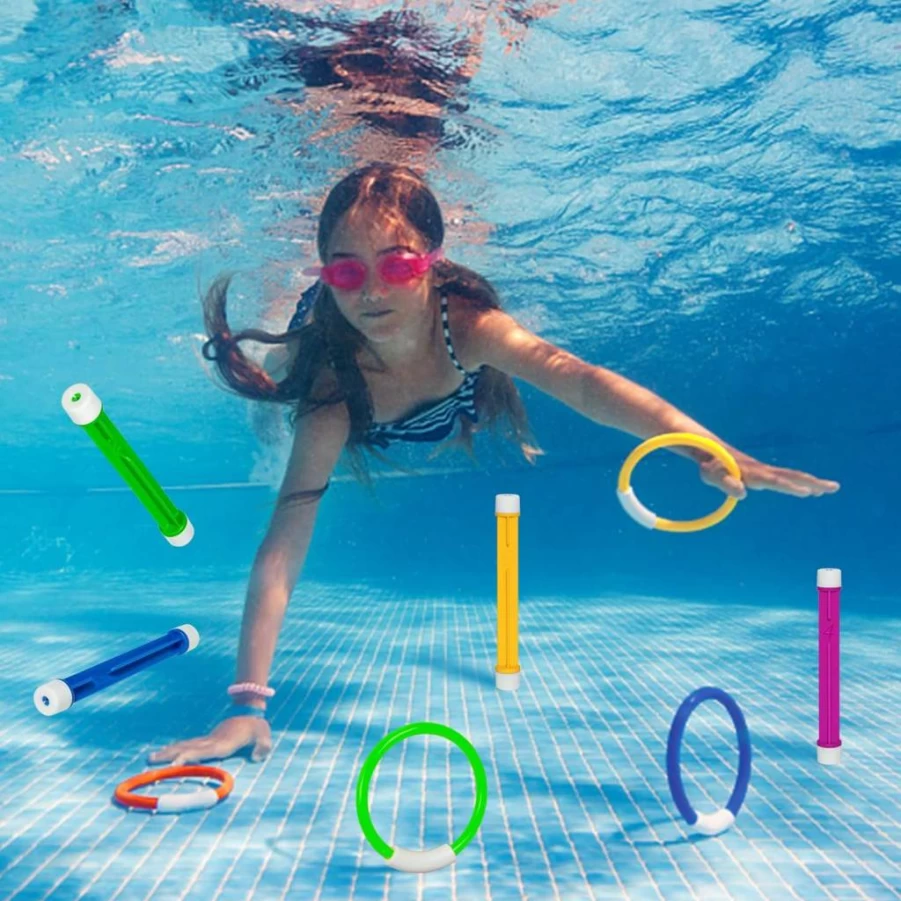 FULLSEXY Kids Pool Diving Toys Set for Ages 4-12, Underwater Swim Training Gear for Summer Water Games, Fun Swimming Pool Accessories Gift for Children