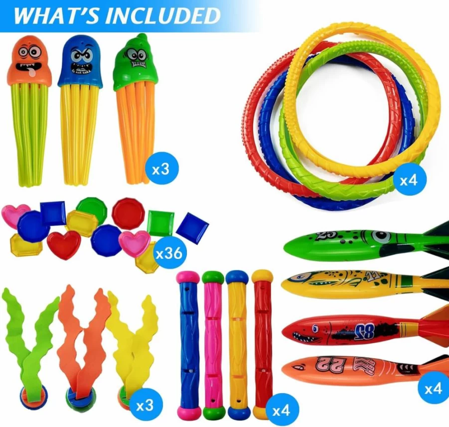 RONYOUNG 54-Piece Pool Diving Toys Set for Kids, Toddlers & Adults - Fun Swimming Pool Games & Dive Sticks for Family, All Ages - Durable Swim Toys for Indoor & Outdoor Water Play
