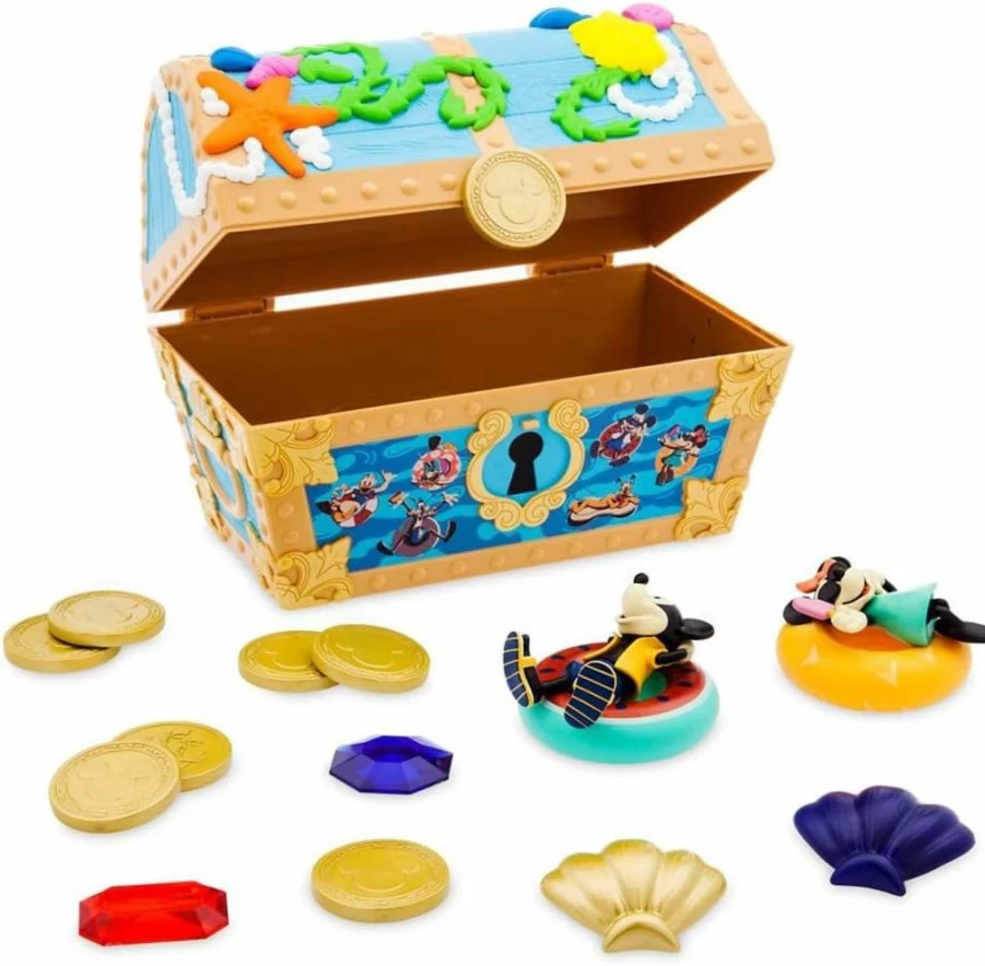 Disney Mickey Mouse & Friends Summer Pool Toy Set - Kids Bath Toys with Floating Figures, Sinking Treasures, Coins & Shells for Water Games