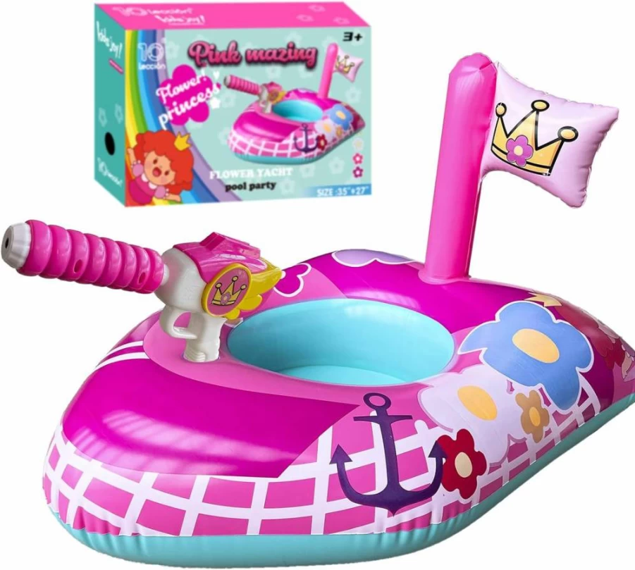 10Leccion Fire Truck Pool Float with Water Gun for Kids Ages 4-8, Fun Inflatable Pool Toys for Boys and Girls, Toddler Swimming Floats