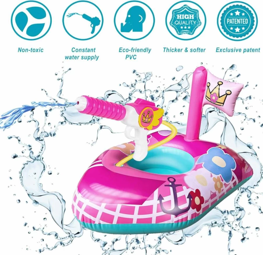 10Leccion Fire Truck Pool Float with Water Gun for Kids Ages 4-8, Fun Inflatable Pool Toys for Boys and Girls, Toddler Swimming Floats
