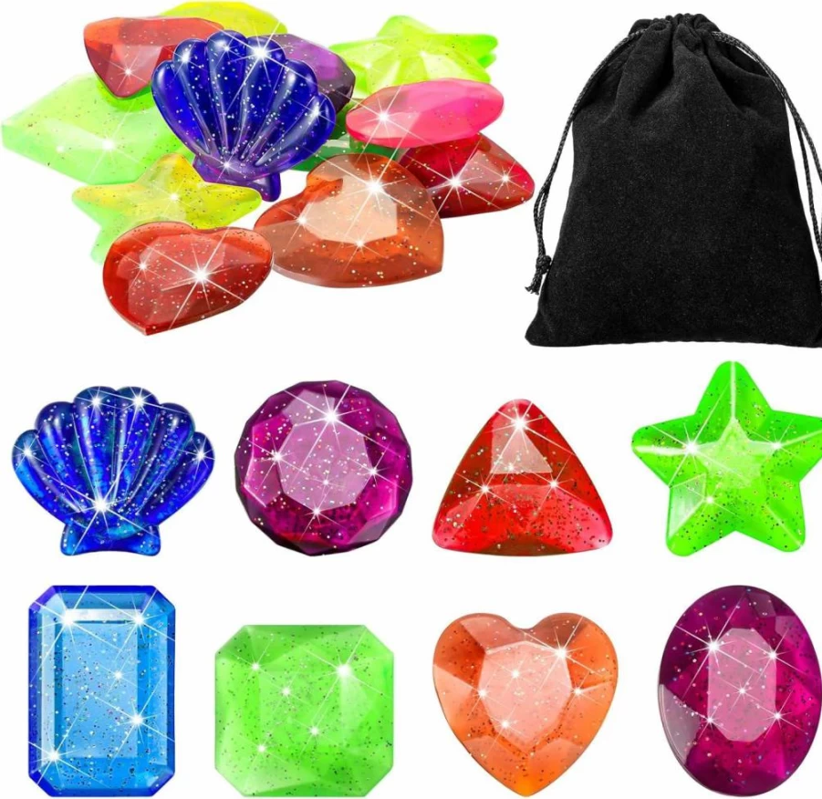 Zhanmai 16 Pcs Sinking Diving Toys for Kids - Underwater Gemstones Pool Games, Swimming Training Gifts, Bath & Pool Fun for Summer