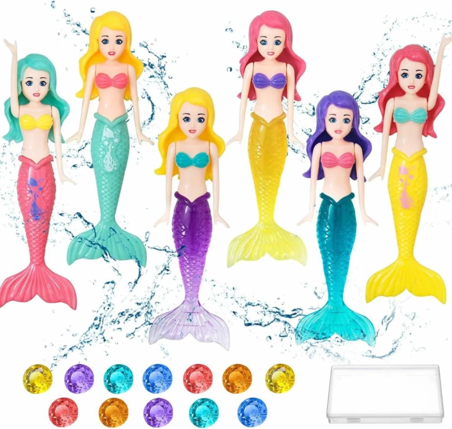 YONEEKSS 18PCS Mermaid and Diamond Pool Toys Set for Kids - Sinking Swimming Pool Diving Toys for Children (Color Random)