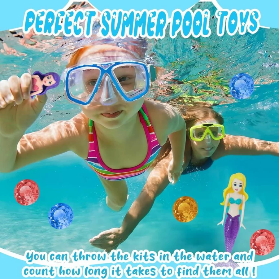 YONEEKSS 18PCS Mermaid and Diamond Pool Toys Set for Kids - Sinking Swimming Pool Diving Toys for Children (Color Random)