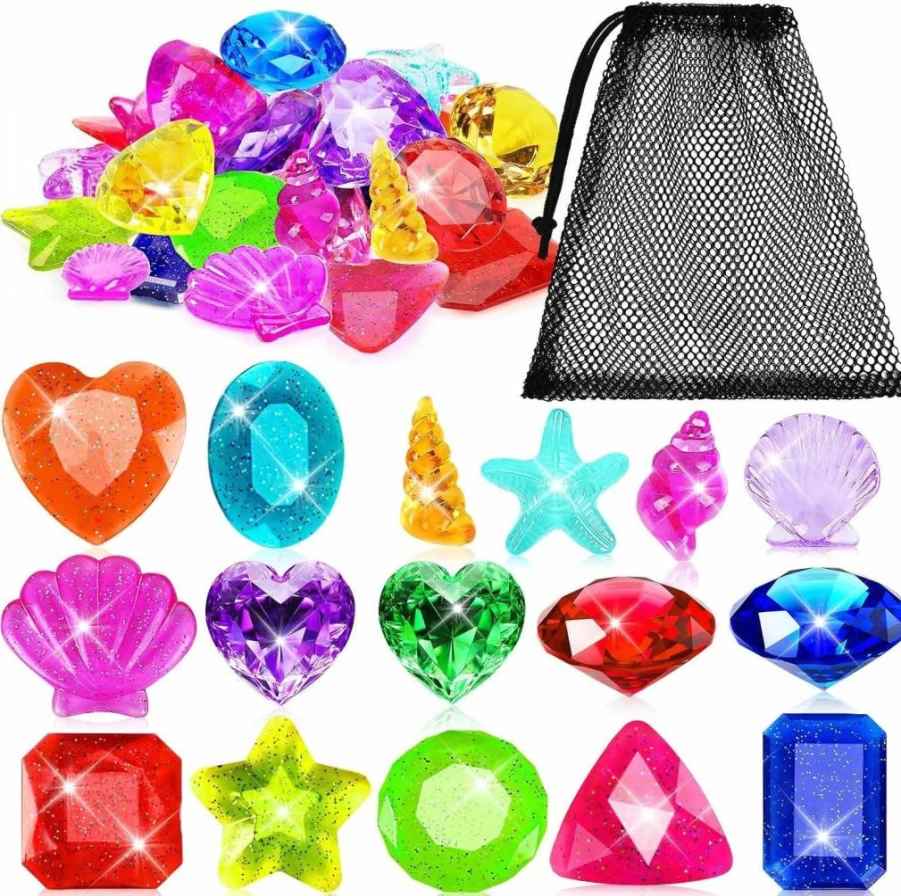 MARFOREVER 25-Piece Diving Gem Pool Toys Set - Colorful Sinking Treasure Gems for Underwater Swimming Training, Kids Pool Games, and Summer Fun