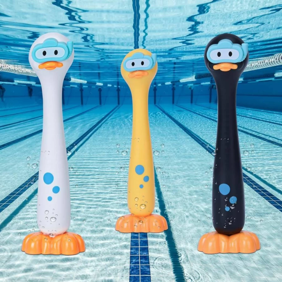 KCTAOL 3Pcs Diving Pool Toys for Kids - Floating Duck, Sinking Rings, Underwater Swim Game for Boys & Girls Ages 3-12, Summer Bath & Pool Fun