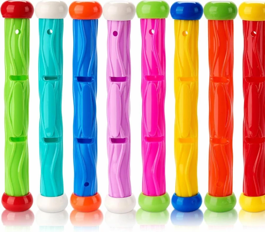 JOYIN 8-Piece Diving Sticks Pool Toys for Kids, Colorful Sinking Swim Training Sticks, Underwater Fun Water Games, Summer Pool Gifts for Children