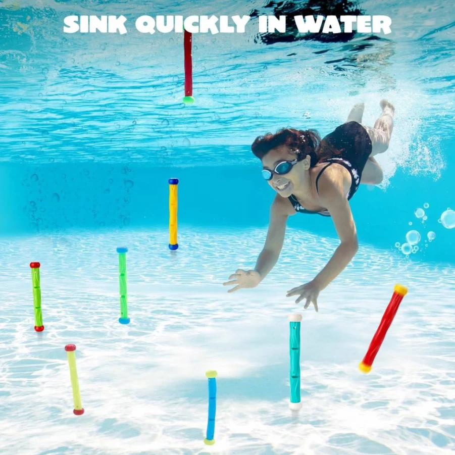 JOYIN 8-Piece Diving Sticks Pool Toys for Kids, Colorful Sinking Swim Training Sticks, Underwater Fun Water Games, Summer Pool Gifts for Children