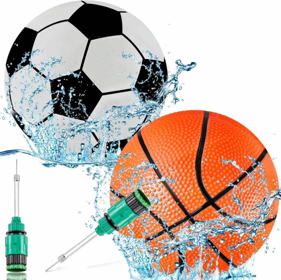 Sumind 2 Pack 9 Inch Waterproof Diving Balls for Pool Games, Underwater Sports with Hose Adapter, Gradient Black & Green Swimming Pool Toys for Teens and Adults