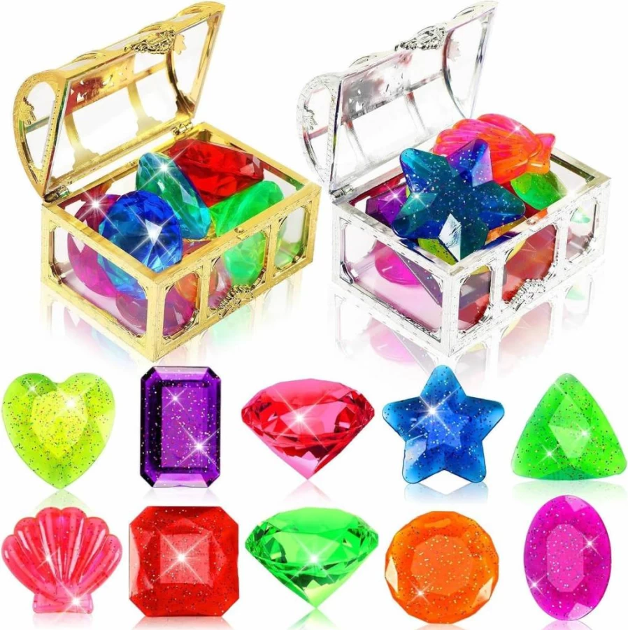 MARFOREVER 60mm Large Colorful Acrylic Diamond Pool Toys for Kids - Pirate Treasure Diving Gems Set for Swimming Training, Summer Party Favors, Boys & Girls Gifts