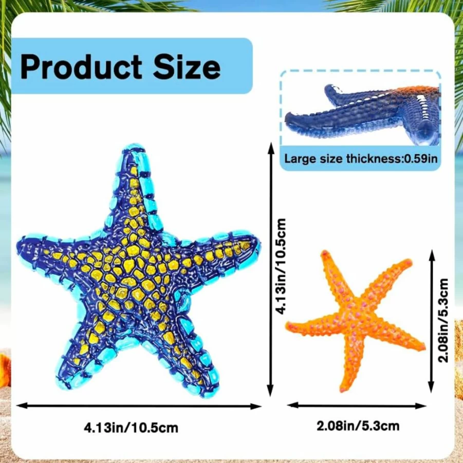 YUJUN 16-Piece Colorful Starfish Dive Toys Set - Soft Rubber Pool & Beach Toys for Kids, Summer Swimming Party Favors, Fish Tank Decor (2 Sizes)