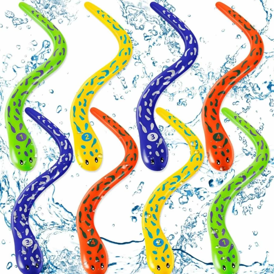 Sratte 8-Piece Water Snake Diving Toy Set for Kids, Teens & Adults - Fun Pool Games, Underwater Swimming Toys for Toddlers, Boys & Girls